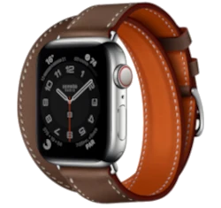 Apple Watch Series 2 Hermes 38mm SS Etoupe Swift Leather Double Tour Band watch