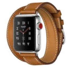 Apple Watch Series 3 Hermes 42mm SS Ebene Barenia Leather Single Tour Deployment Buckle GPS Cellular watch