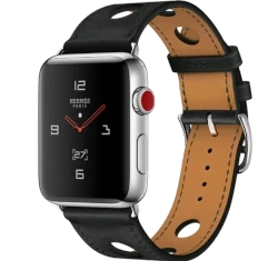 Apple Watch Series 3 Hermes 42mm SS Noir Gala Leather Single Tour Rallye GPS Cellular watch