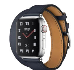 Apple Watch Series 4 Hermes 40mm SS Bleu Indigo Swift Leather Double Tour GPS Cellular watch