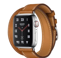 Apple Watch Series 4 Hermes 40mm SS Fauve Barenia Leather Double Tour GPS Cellular watch