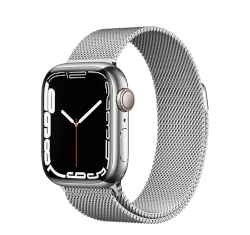 Apple Watch Series 7 41mm Silver Stainless Steel Case With Link Bracelet GPS Cellular