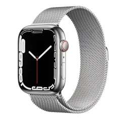 Apple Watch Series 7 45mm Silver Stainless Steel Case With Link Bracelet GPS Cellular