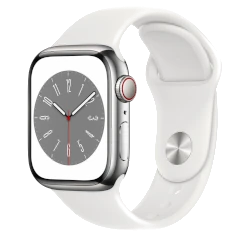 Apple Watch Series 8 41mm Silver Stainless Steel Case With Sport Band GPS Celullar watch