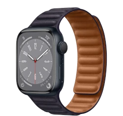 Apple Watch Series 8 45mm Midnight Aluminum Case With Leather Link GPS Celullar
