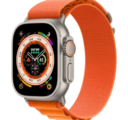Apple Watch Ultra 49mm Titanium Case With Orange Alpine Loop