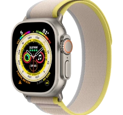 Apple Watch Ultra 49mm Titanium Case With Yellow/Beige Trail Loop
